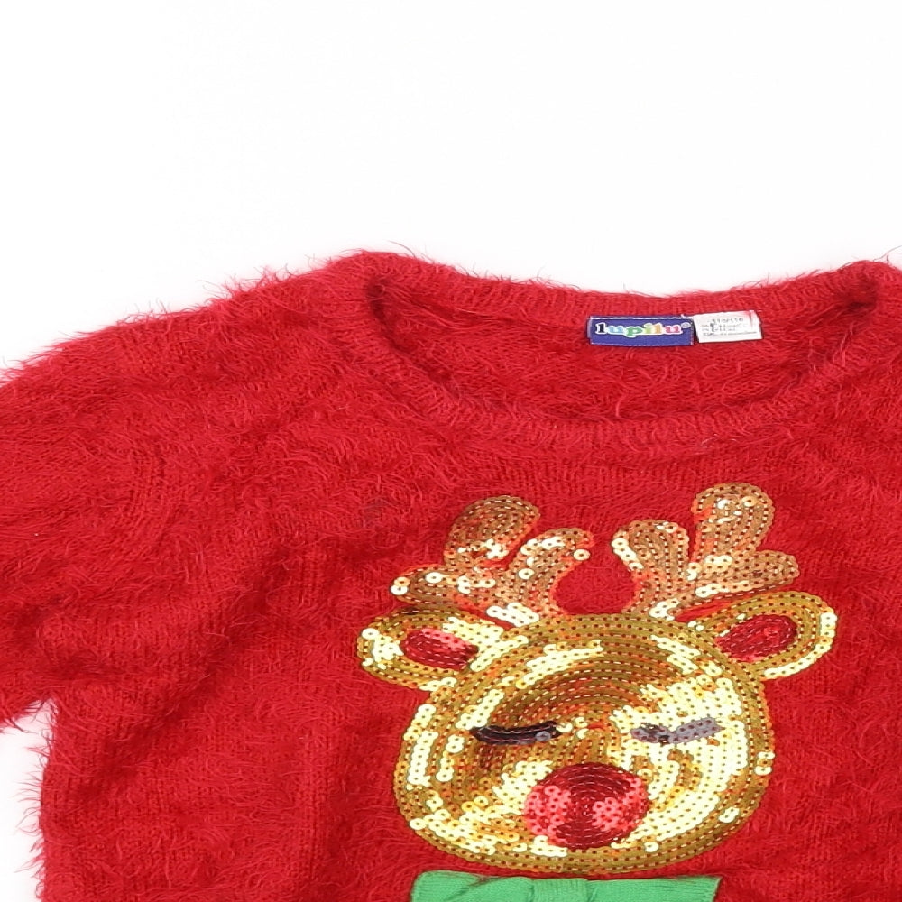 Lupilu Girls Red   Pullover Jumper Size 5-6 Years