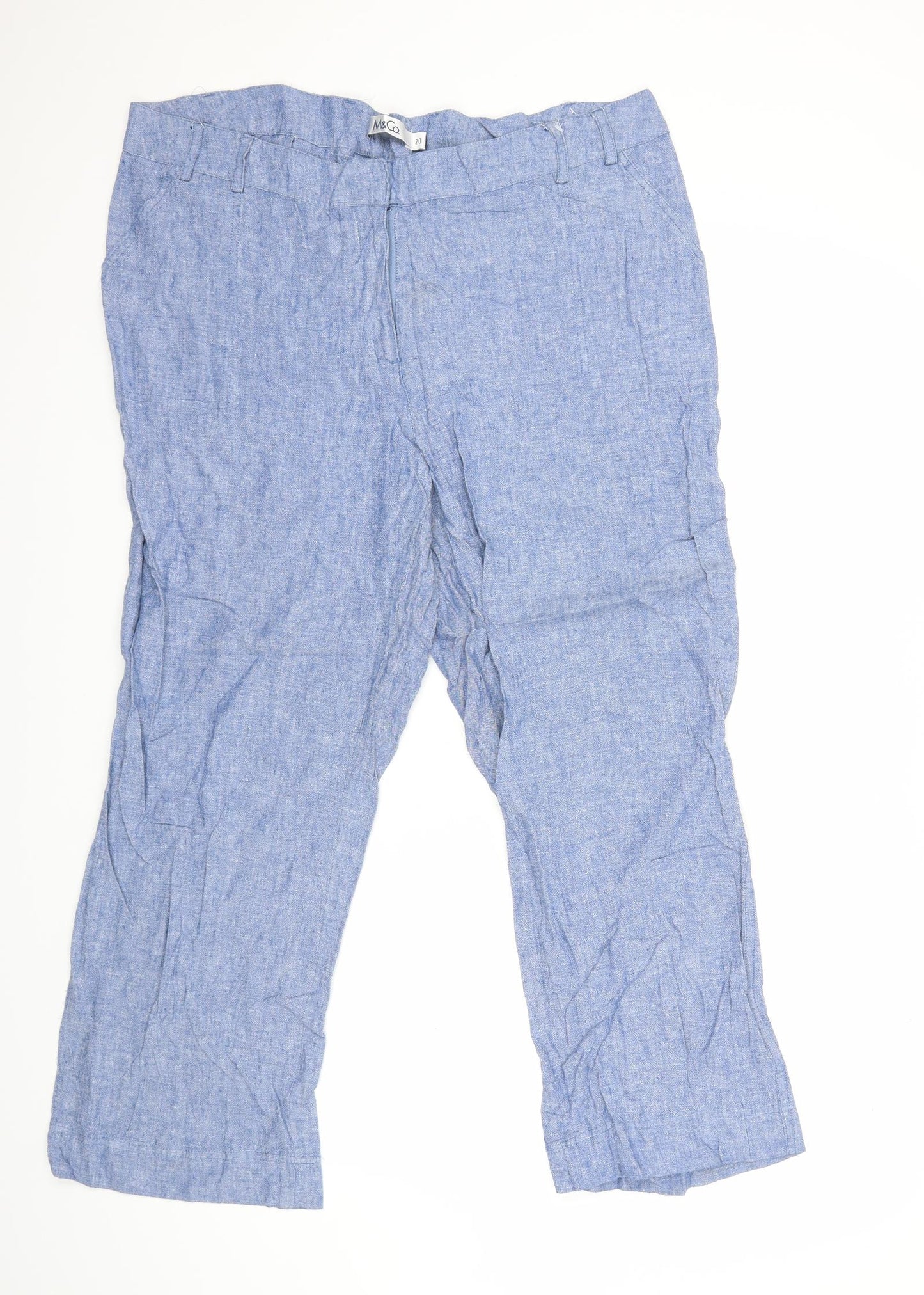 M&Co Womens Blue   Trousers  Size 20 L26 in