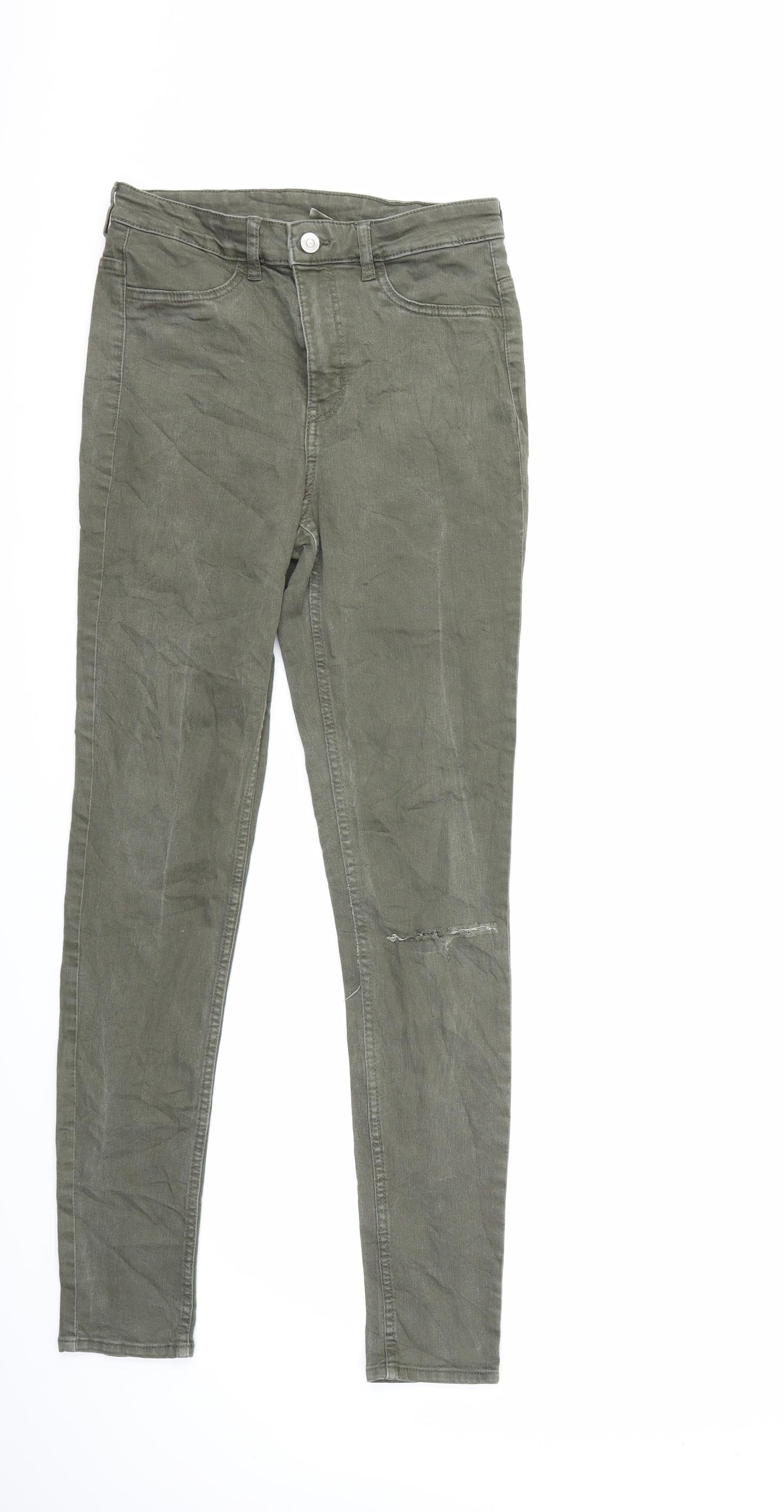 H&M Womens Green  Denim Skinny Jeans Size 10 L29 in