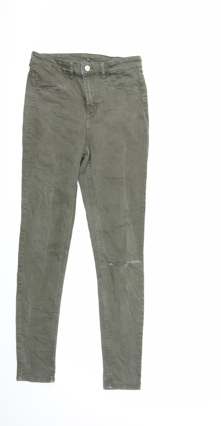 H&M Womens Green  Denim Skinny Jeans Size 10 L29 in