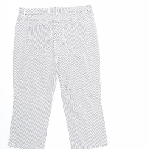 Per Una Womens Blue Striped Denim Cropped Jeans Size 14 L22 in