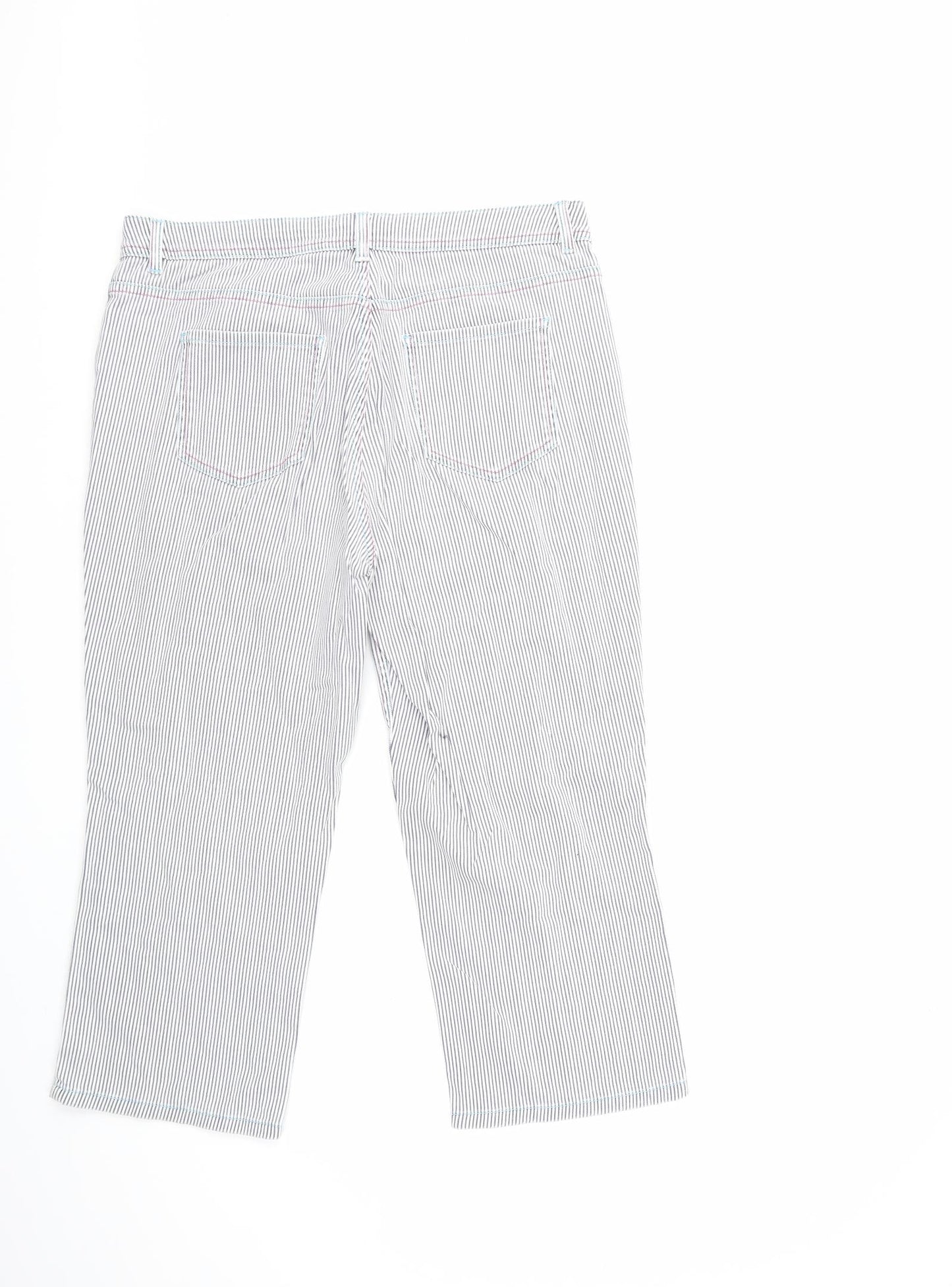 Per Una Womens Blue Striped Denim Cropped Jeans Size 14 L22 in