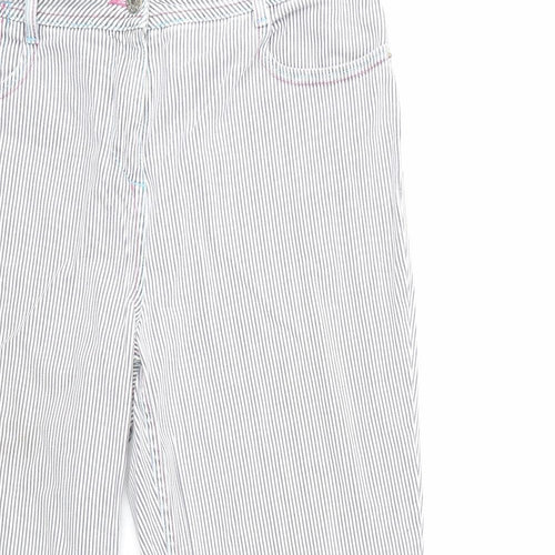 Per Una Womens Blue Striped Denim Cropped Jeans Size 14 L22 in
