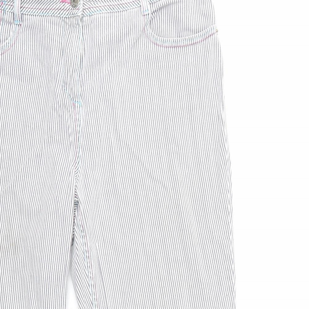 Per Una Womens Blue Striped Denim Cropped Jeans Size 14 L22 in