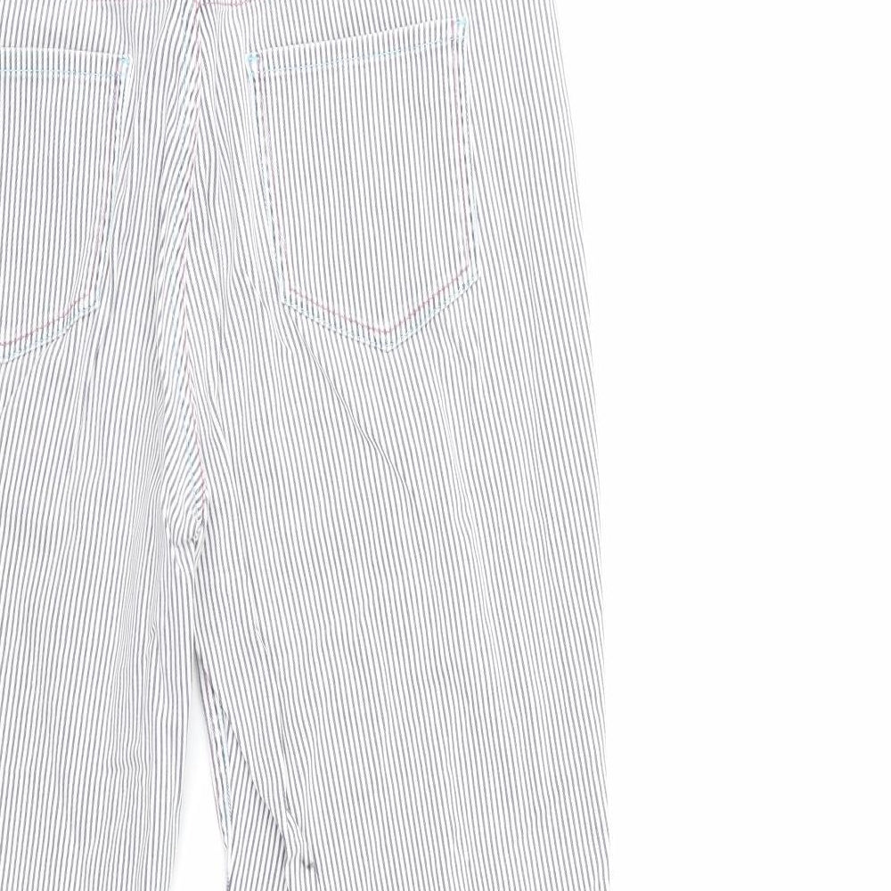 Per Una Womens Blue Striped Denim Cropped Jeans Size 14 L22 in