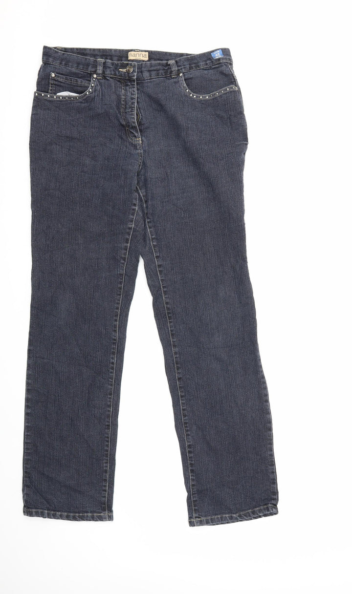 HANNA Womens Blue  Denim Straight Jeans Size 14 L31 in