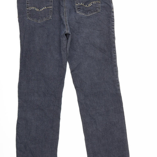 HANNA Womens Blue  Denim Straight Jeans Size 14 L31 in
