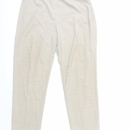Marks and Spencer Womens Beige Check  Trousers  Size 14 L27 in