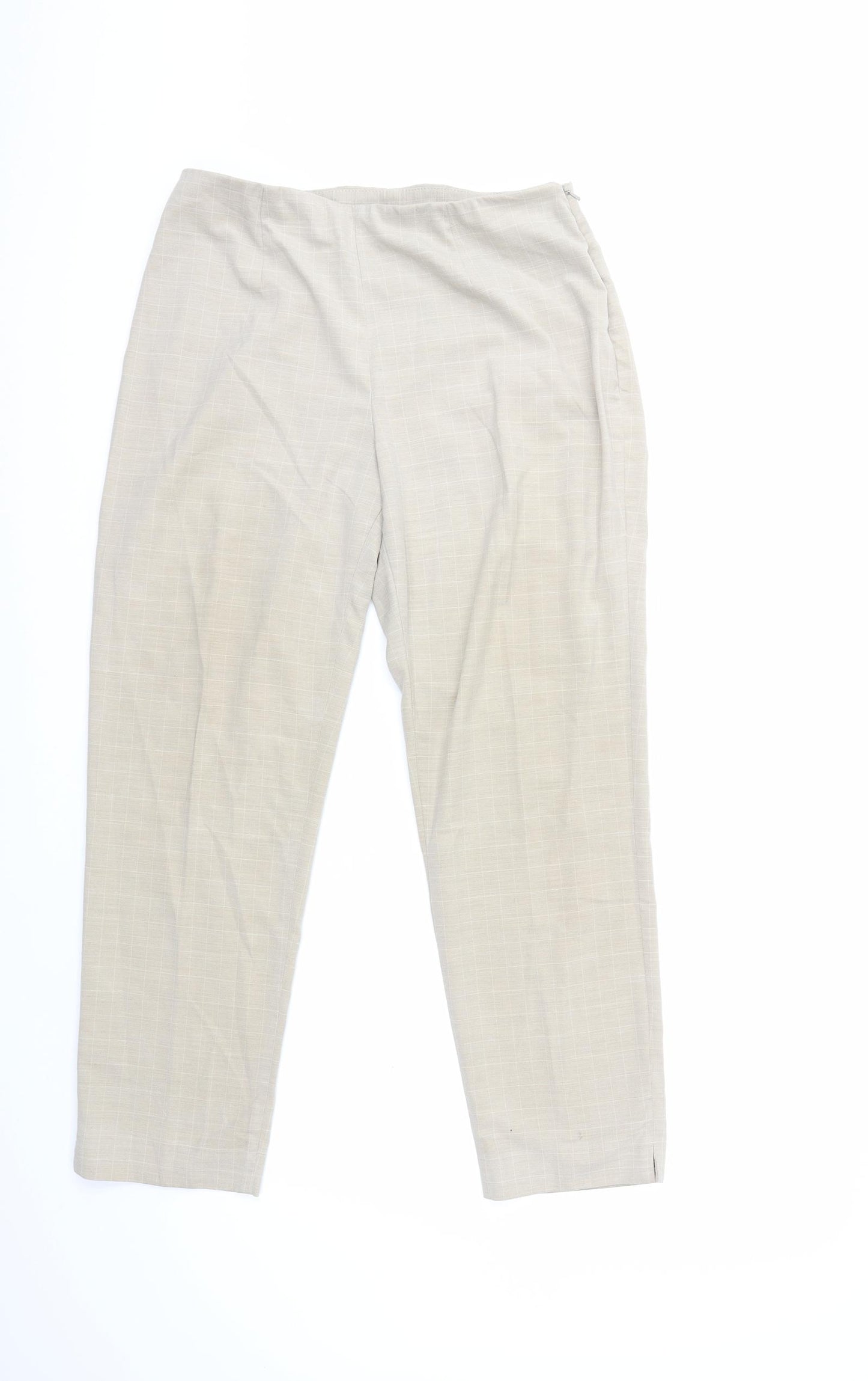 Marks and Spencer Womens Beige Check  Trousers  Size 14 L27 in