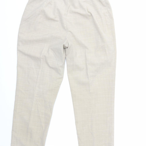 Marks and Spencer Womens Beige Check  Trousers  Size 14 L27 in