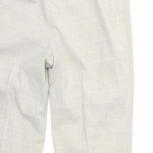 Marks and Spencer Womens Beige Check  Trousers  Size 14 L27 in