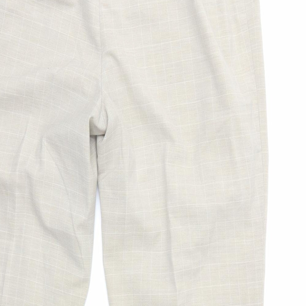 Marks and Spencer Womens Beige Check  Trousers  Size 14 L27 in