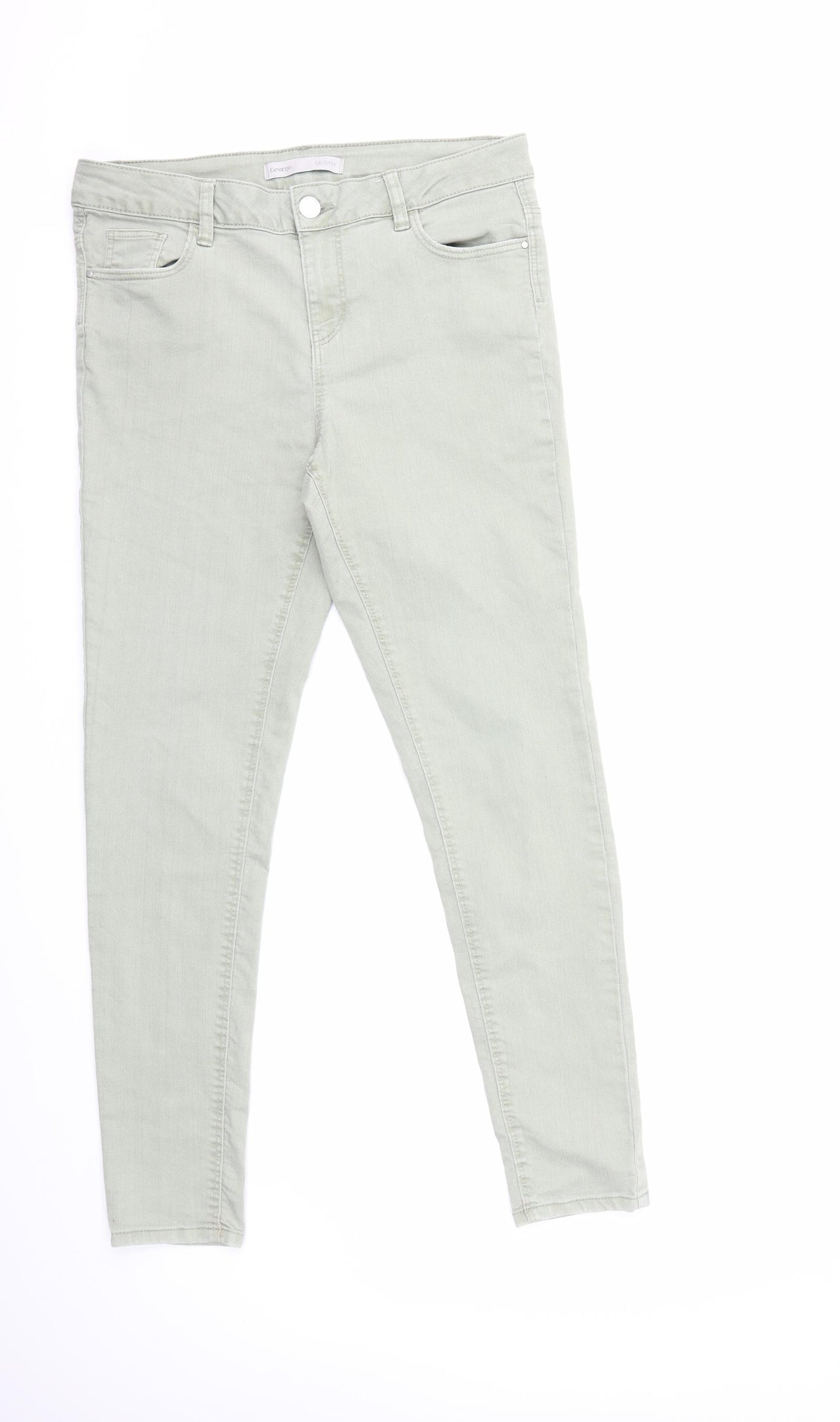 George Womens Green  Denim Skinny Jeans Size 14 L29 in