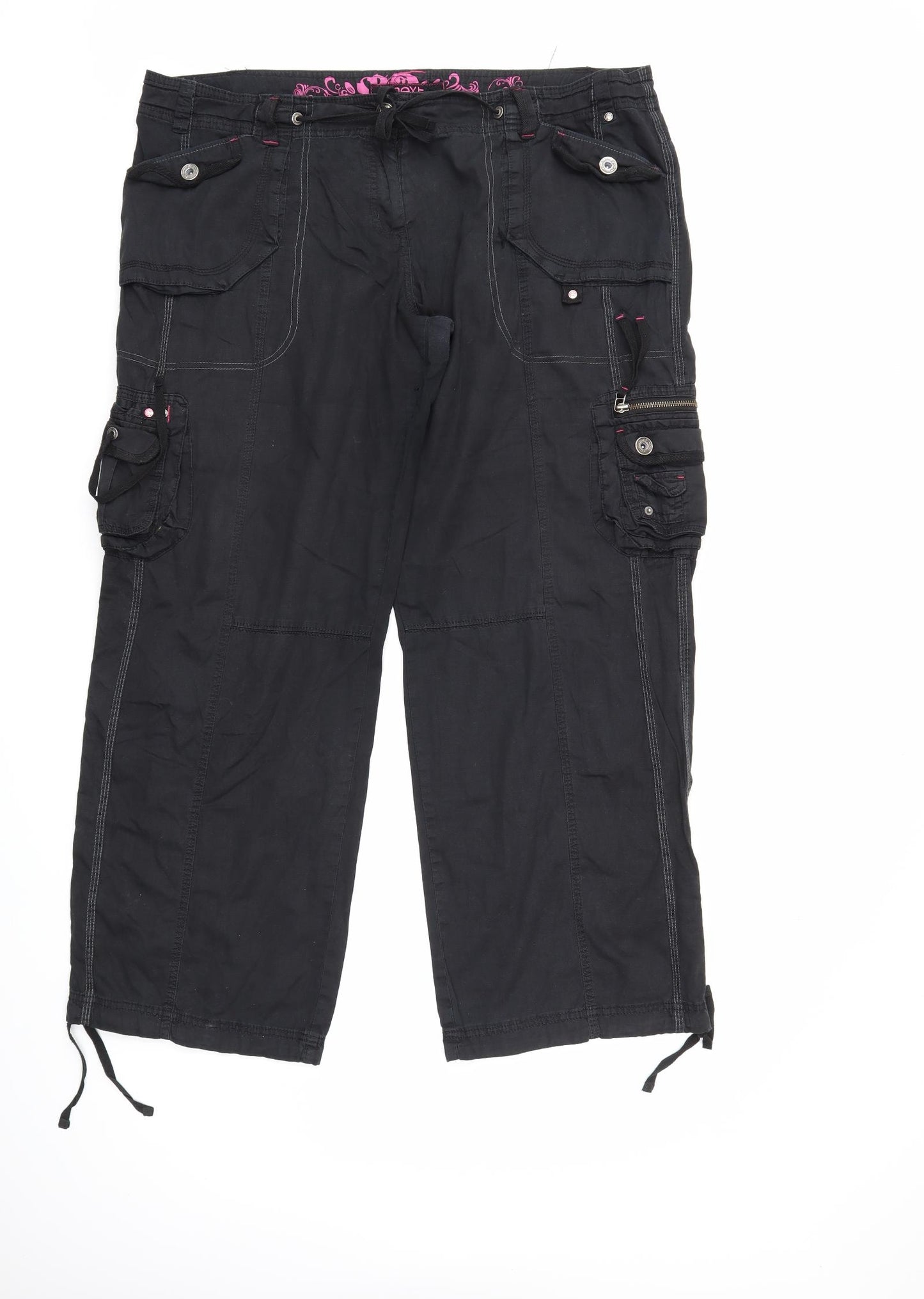 NEXT Mens Black   Cargo Trousers Size 20 L31 in