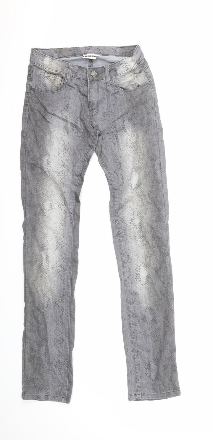 stop+go Womens Grey Animal Print Denim Straight Jeans Size 26 in L32 in