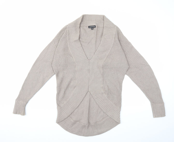 Warehouse Womens Beige  Knit Cardigan Jumper Size 10