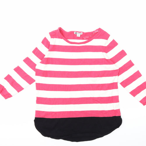 Rockmans Womens Pink Striped Knit Pullover Jumper Size M