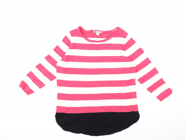 Rockmans Womens Pink Striped Knit Pullover Jumper Size M
