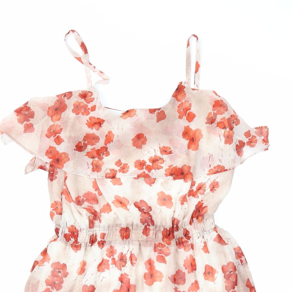 Mango Womens Red Floral  Basic Blouse Size L