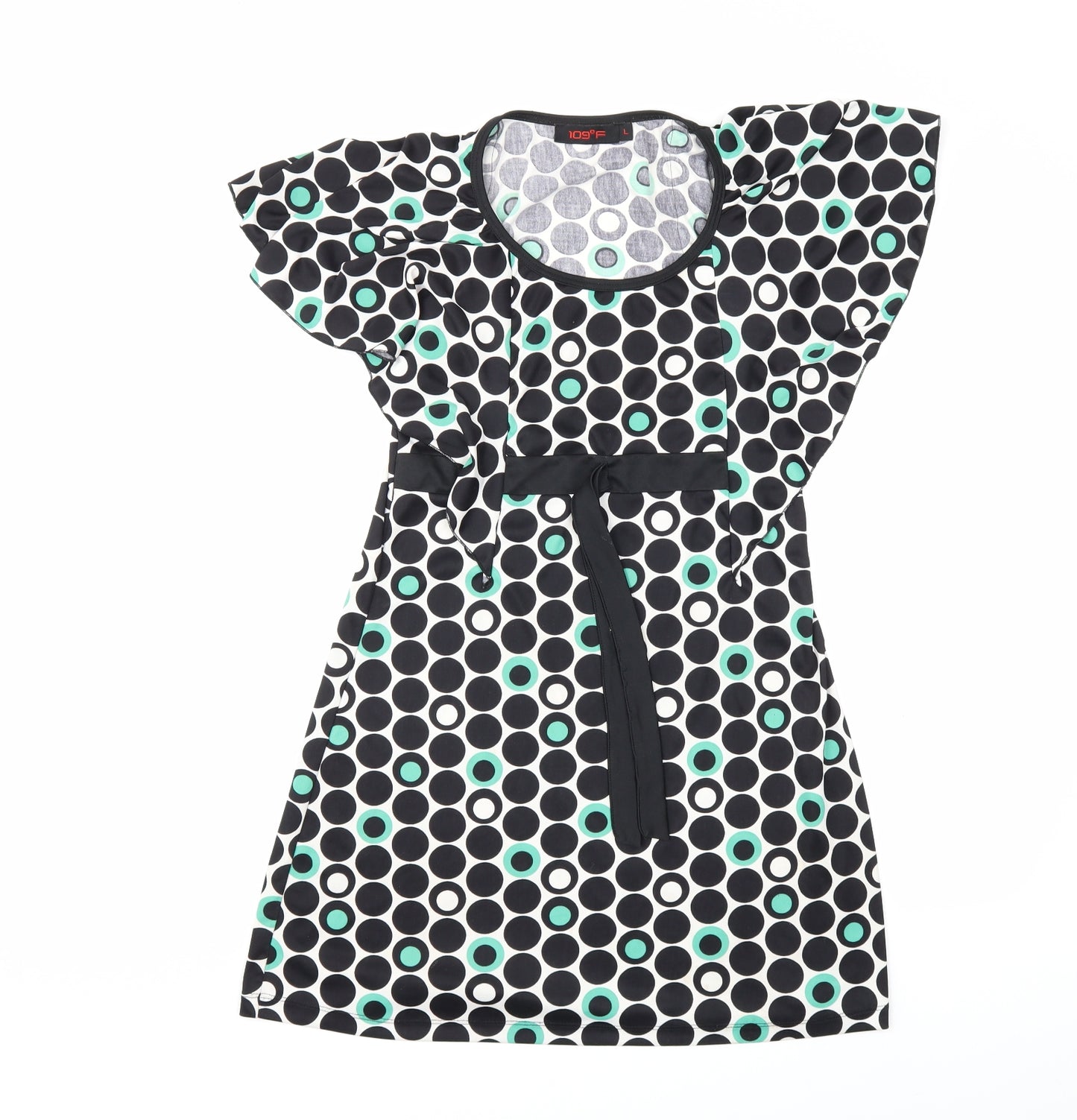 109 F Womens Black Polka Dot  Basic Blouse Size L
