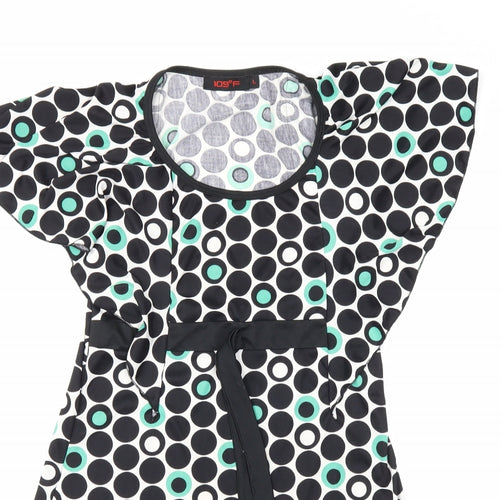 109 F Womens Black Polka Dot  Basic Blouse Size L