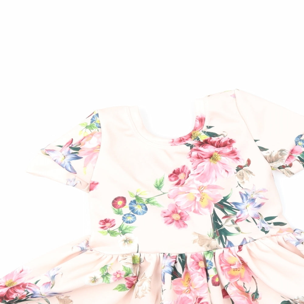 MEGAN TURNER Girls Pink Floral  Fit & Flare  Size 3-4 Years