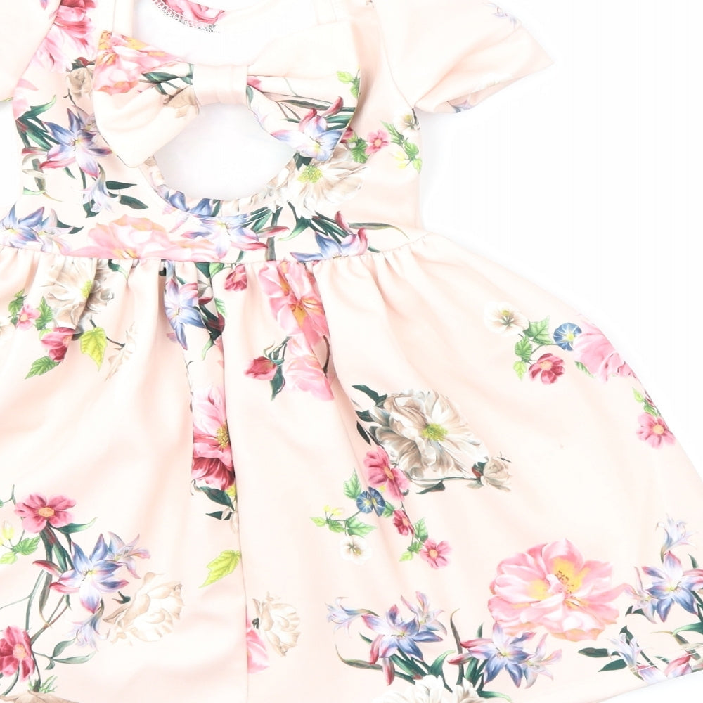 MEGAN TURNER Girls Pink Floral  Fit & Flare  Size 3-4 Years