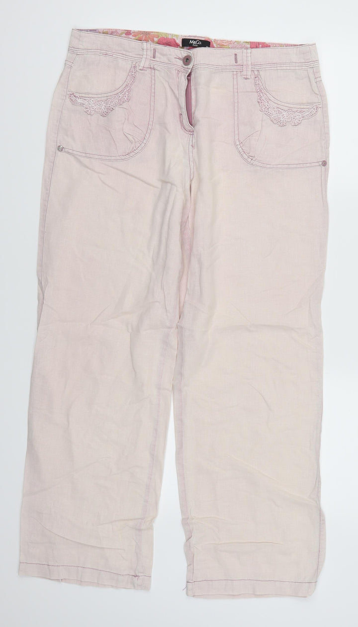 M&Co Womens Pink Trousers Size 12 L27 in