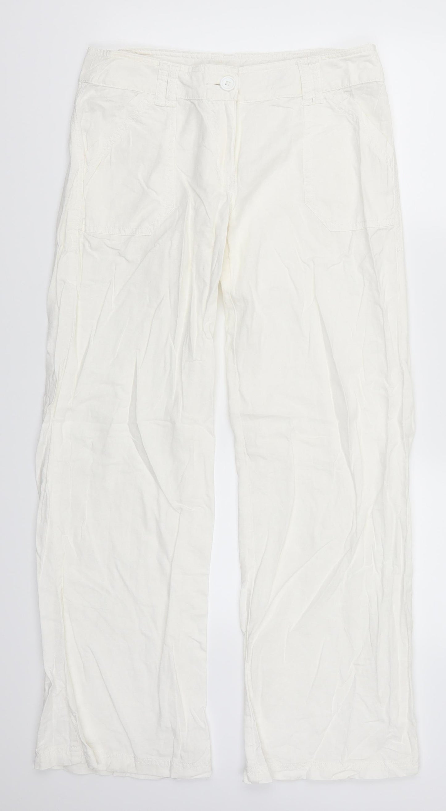 Marks and Spencer Womens White   Trousers  Size 10 L30 in