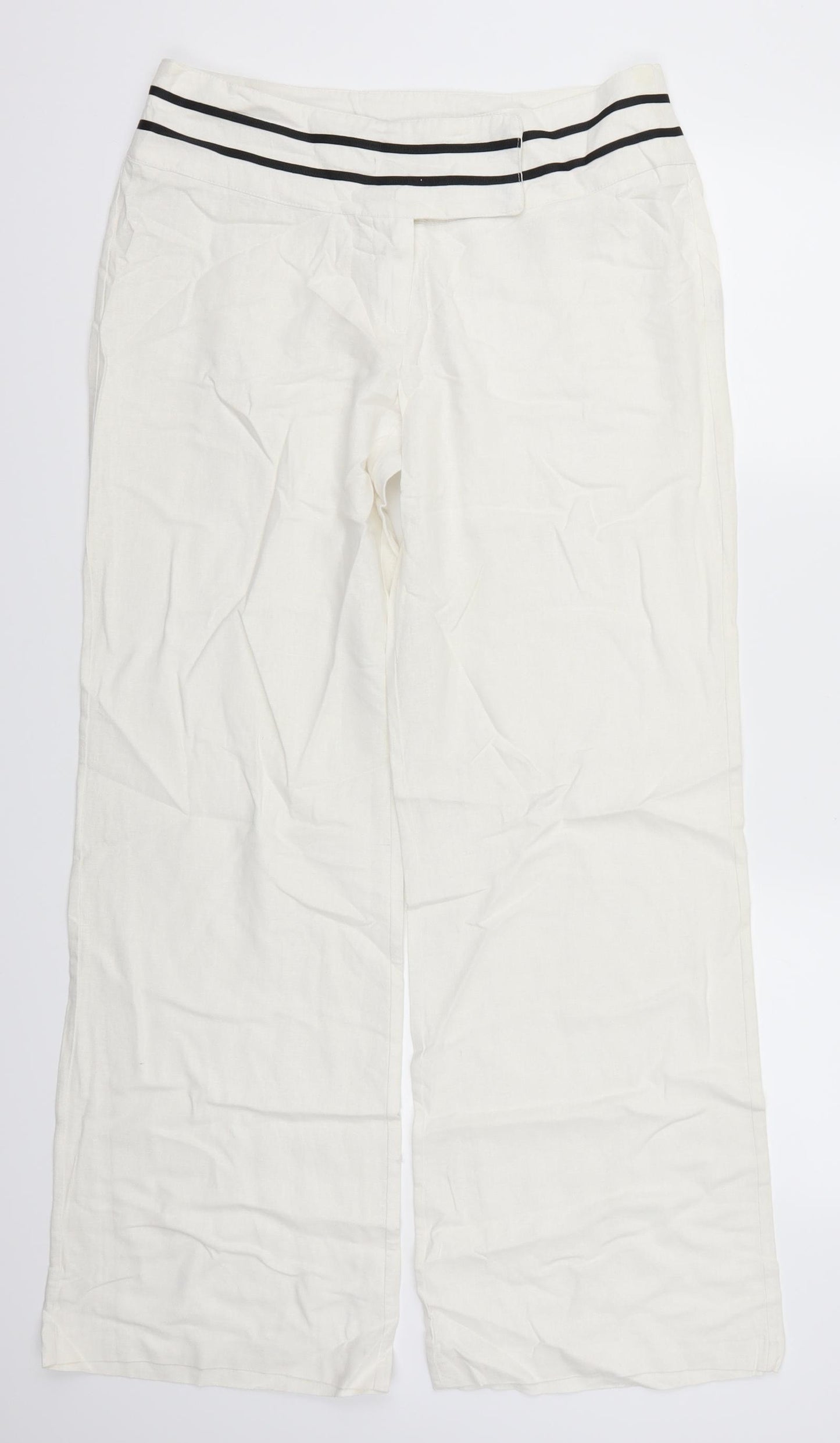 Evie Womens White Striped  Trousers  Size 12 L30 in