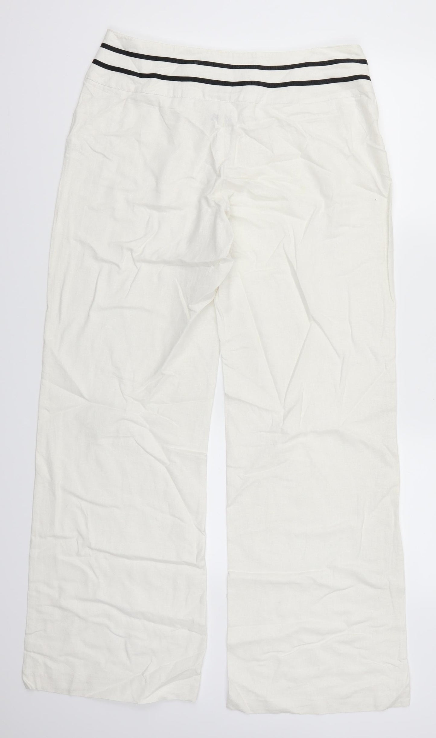 Evie Womens White Striped  Trousers  Size 12 L30 in