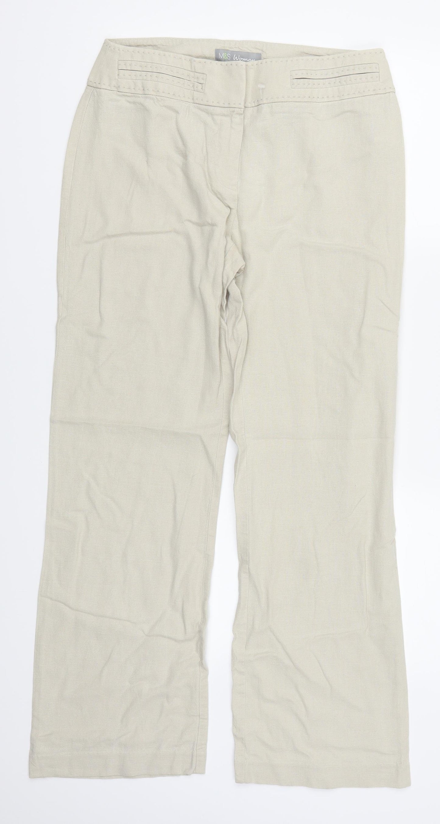 Marks and Spencer Womens Beige   Trousers  Size 10 L28 in