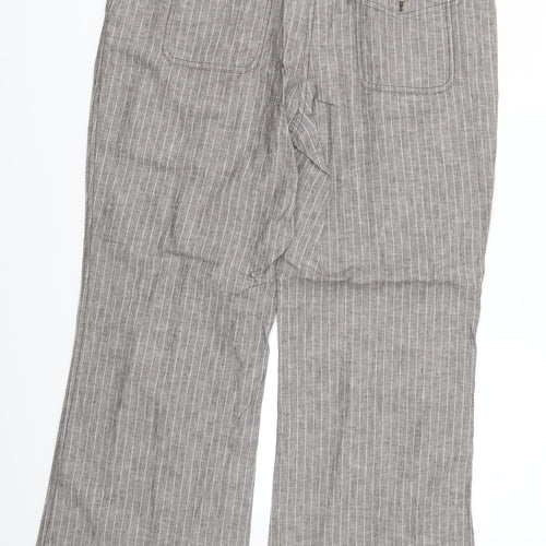 Preworn Womens Grey Striped  Trousers  Size 34 in L28 in