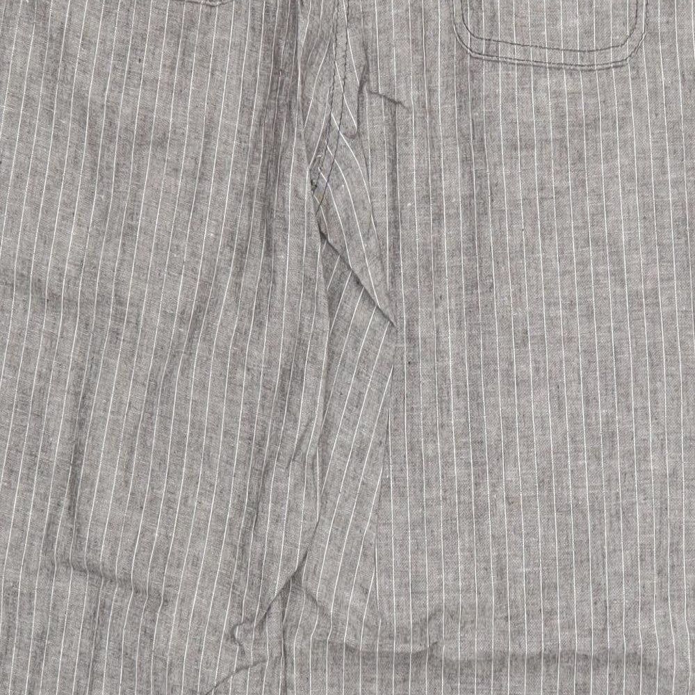 Preworn Womens Grey Striped  Trousers  Size 34 in L28 in