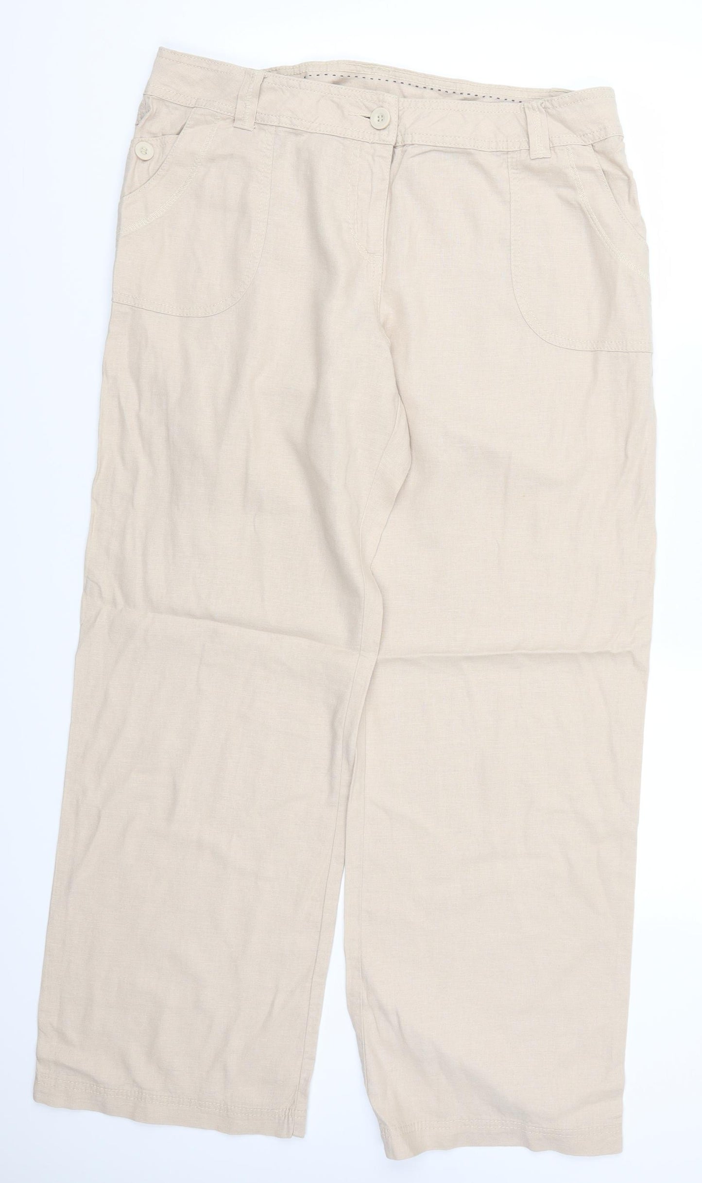 Marks and Spencer Womens Beige   Trousers  Size 16 L29.5 in