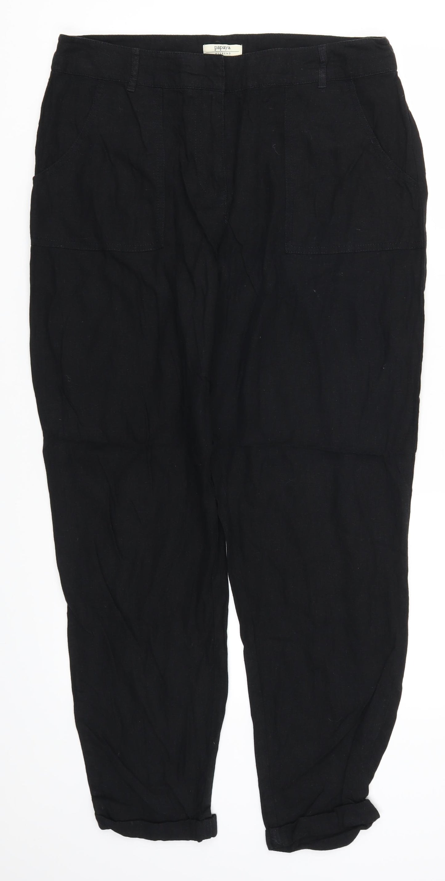 Papaya Womens Black   Trousers  Size 12 L27.5 in