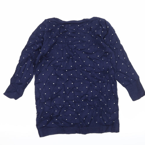 Papaya Womens Blue Polka Dot Knit Pullover Jumper Size 8