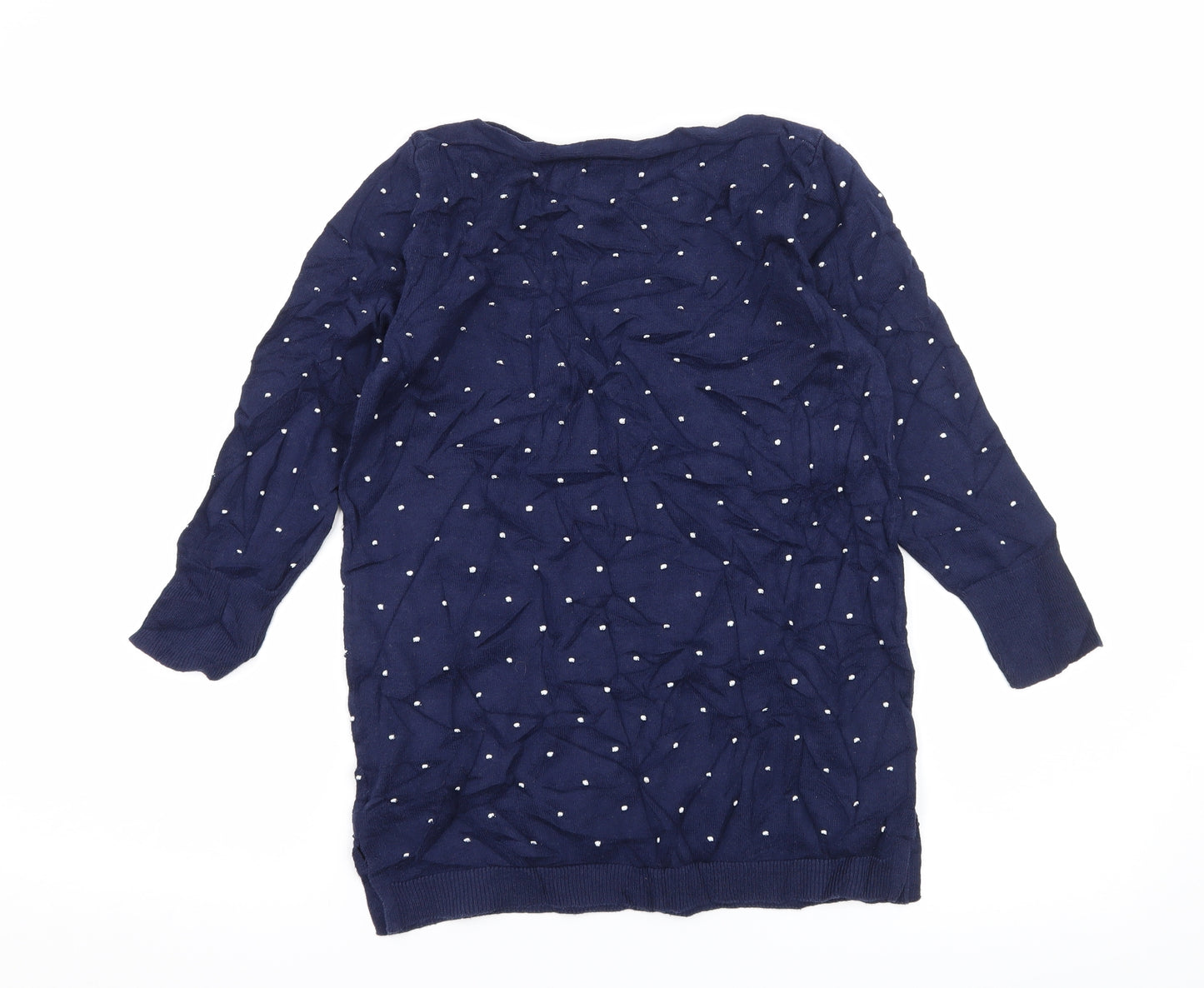 Papaya Womens Blue Polka Dot Knit Pullover Jumper Size 8