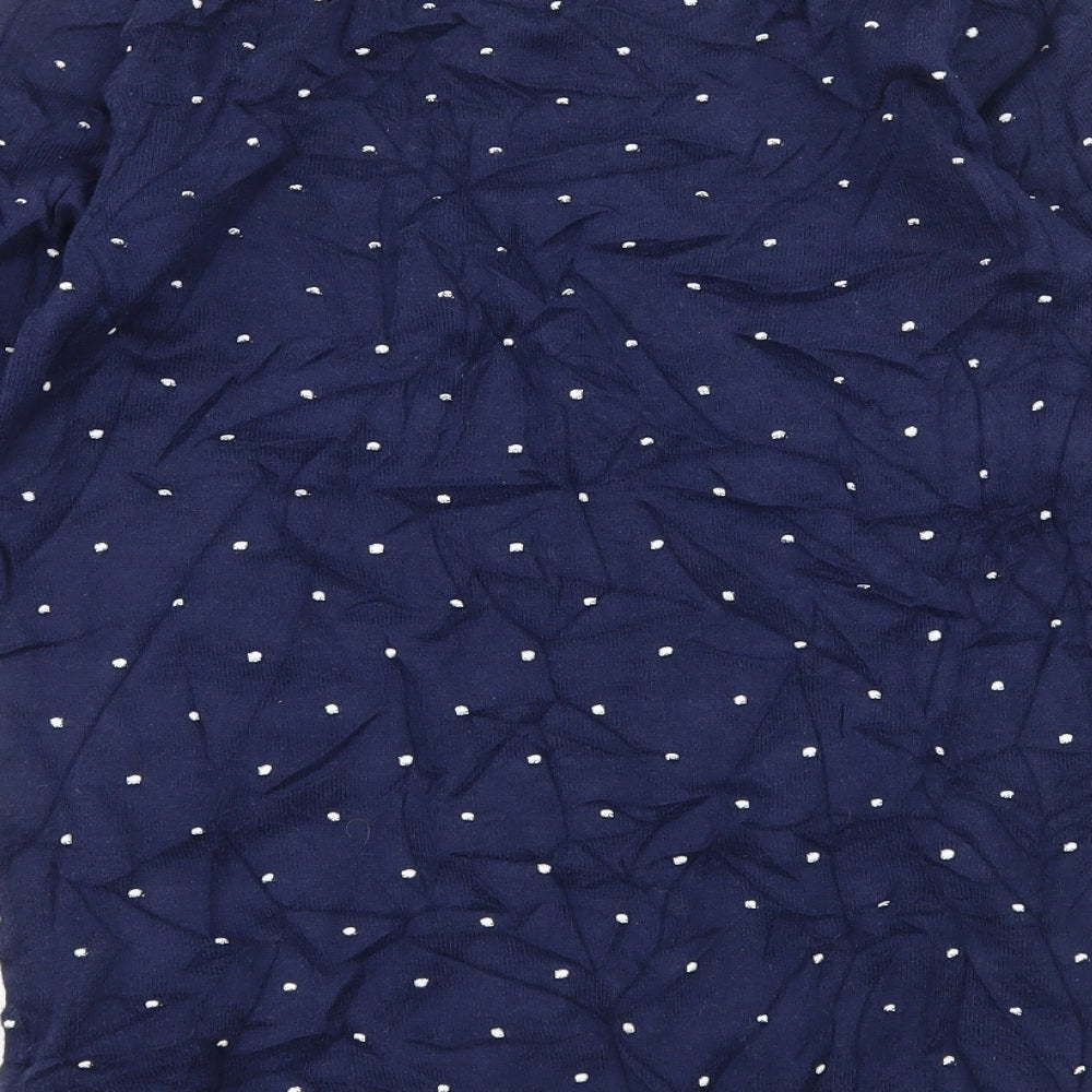 Papaya Womens Blue Polka Dot Knit Pullover Jumper Size 8