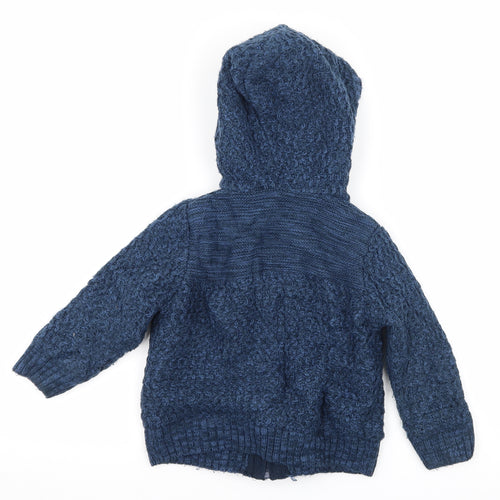 George Boys Blue  Knit Full Zip Hoodie Size 2-3 Years