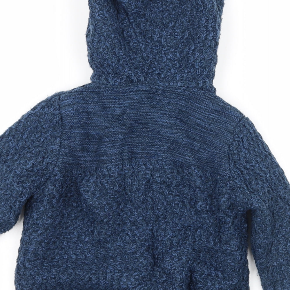 George Boys Blue  Knit Full Zip Hoodie Size 2-3 Years