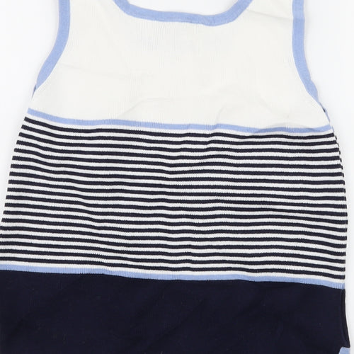 Amartanto Womens Blue Striped Knit Basic T-Shirt Size S
