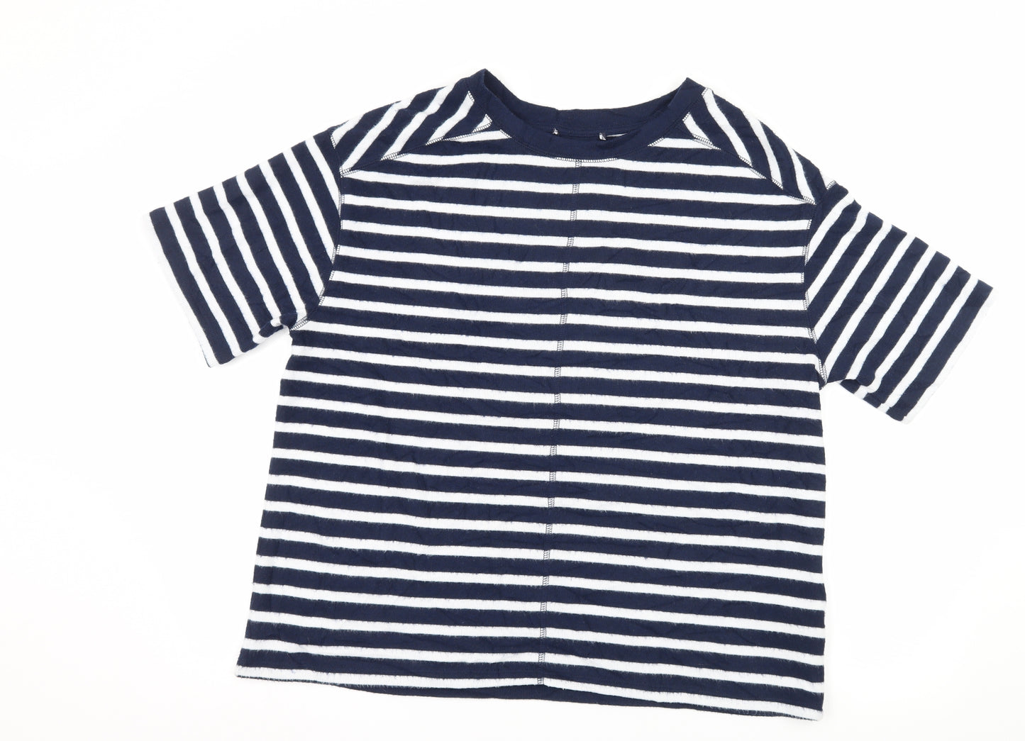 Marks and Spencer Womens Blue Striped Jersey Basic T-Shirt Size 16