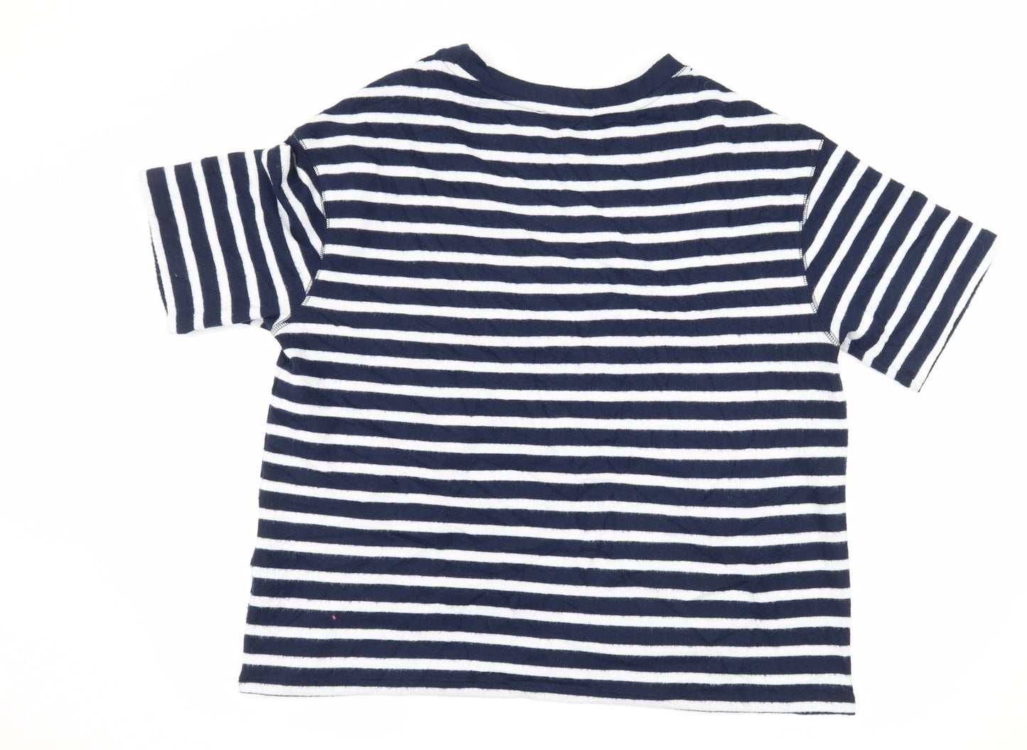 Marks and Spencer Womens Blue Striped Jersey Basic T-Shirt Size 16