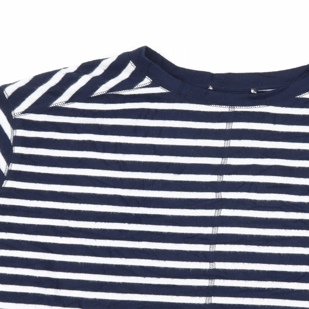 Marks and Spencer Womens Blue Striped Jersey Basic T-Shirt Size 16