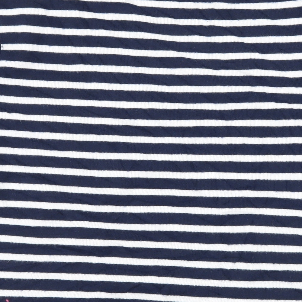Marks and Spencer Womens Blue Striped Jersey Basic T-Shirt Size 16