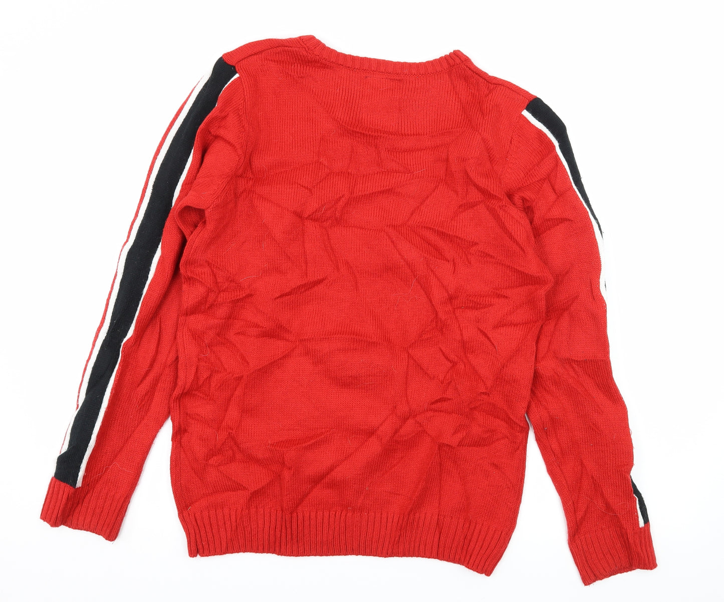 F&F Boys Red Geometric Knit Pullover Jumper Size 13-14 Years  - Christmas Reindeer