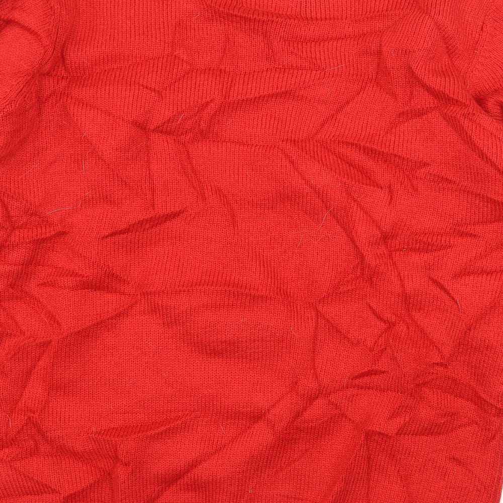 F&F Boys Red Geometric Knit Pullover Jumper Size 13-14 Years  - Christmas Reindeer