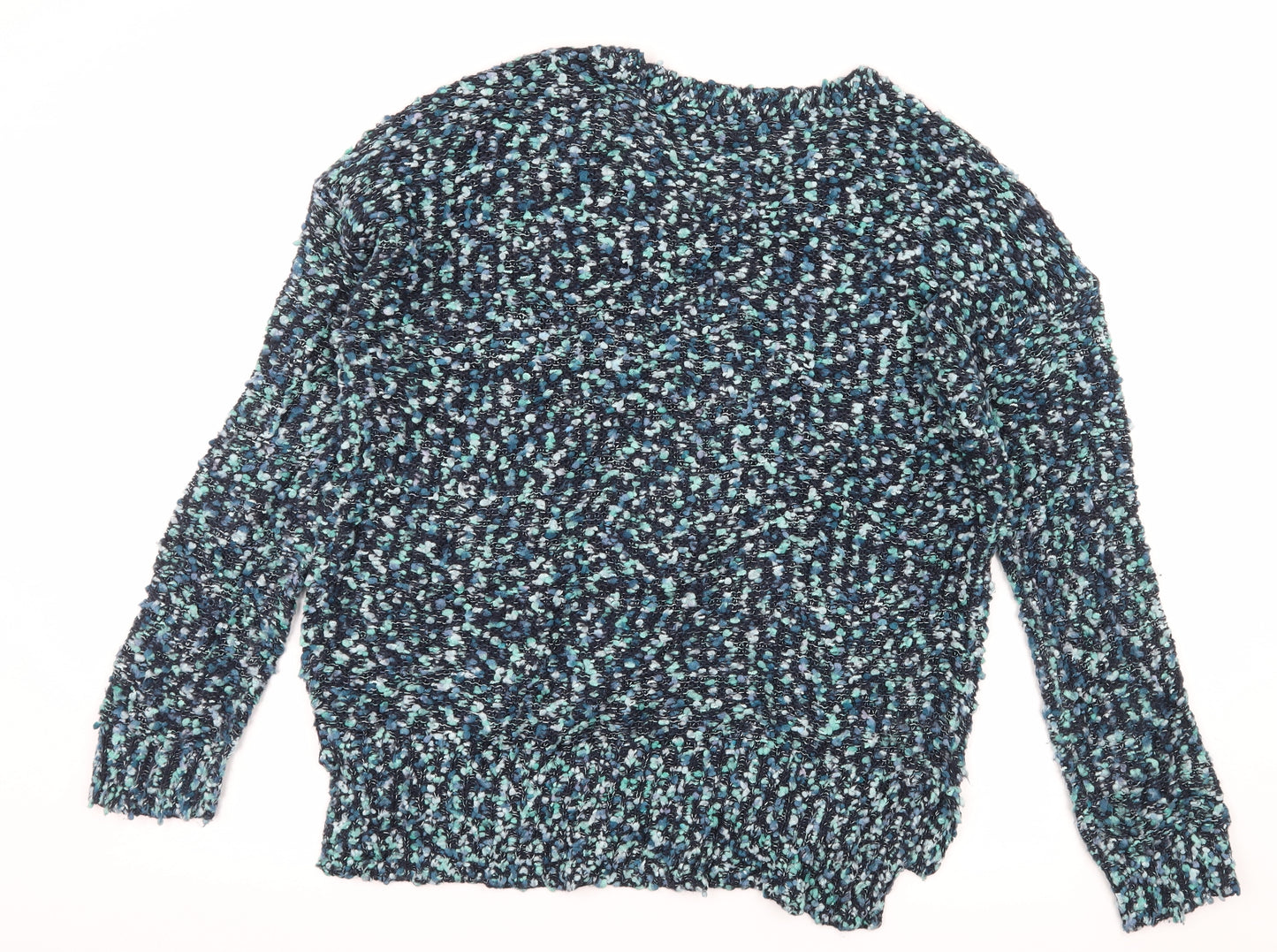 TU Womens Blue Polka Dot Knit Pullover Jumper Size 12