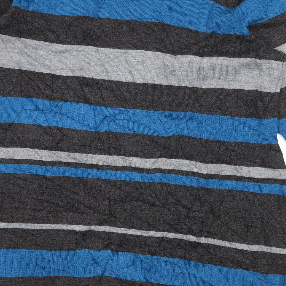 Marks and Spencer Womens Grey Striped Knit Cardigan Jumper Size 18